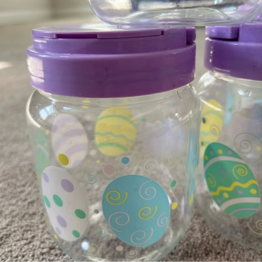 Easter Egg Design Party Jars with Purple Lids